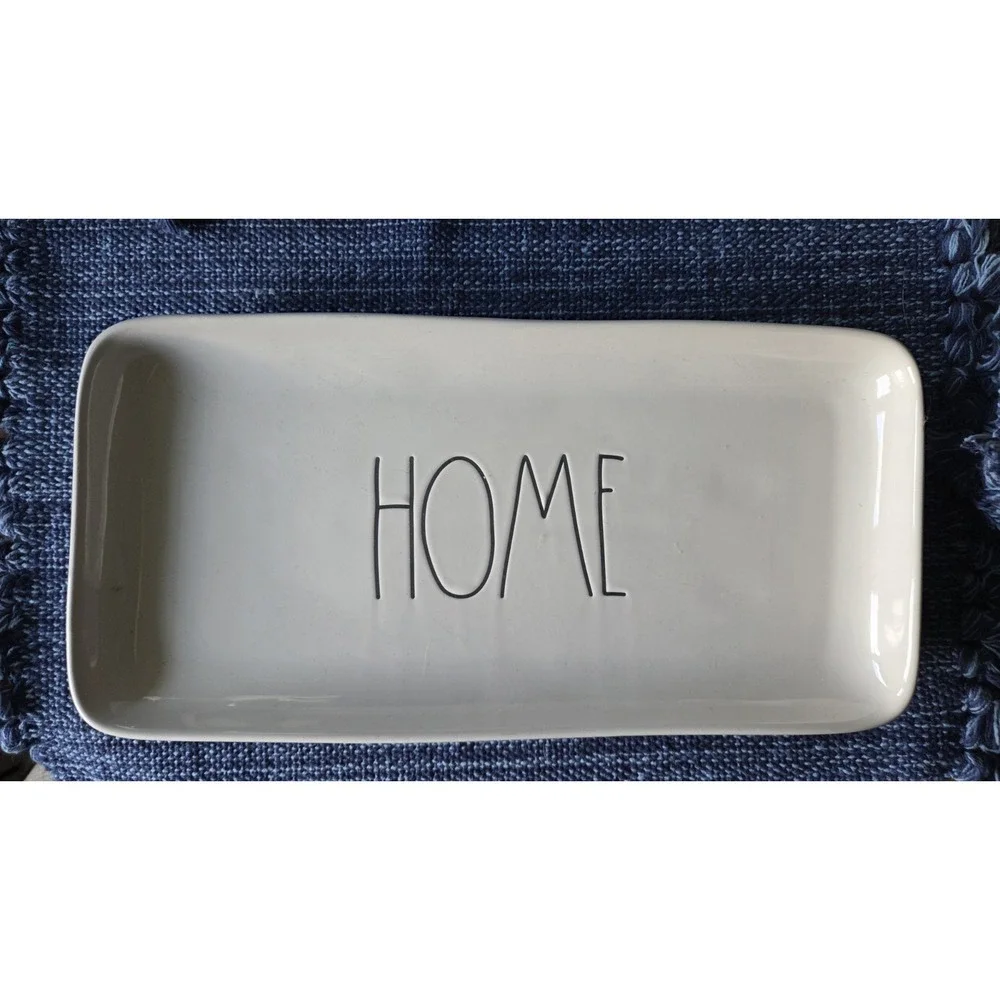 RAE DUNN HOME Rectangular Serving Platter Tray Dish Magenta Artisan Collection